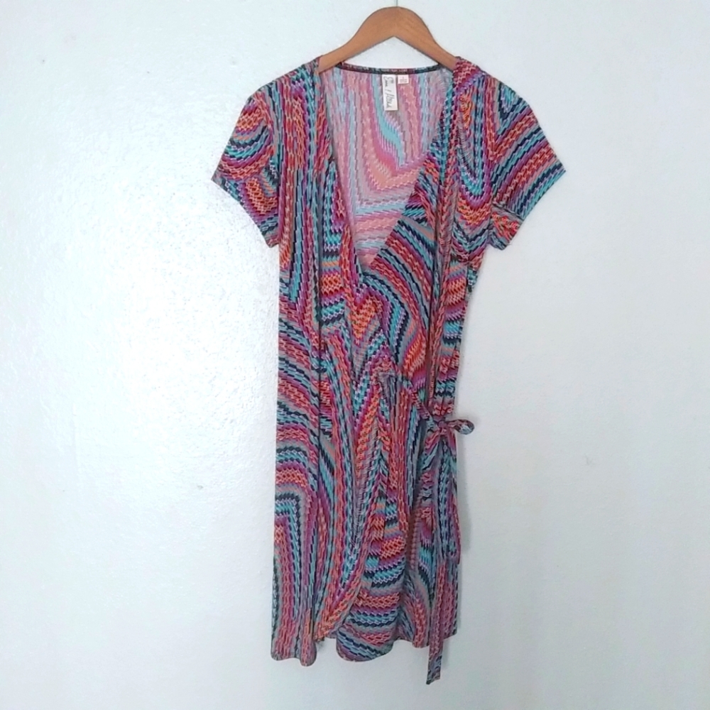 Emma & Michele L Capped Sleeve Wrap Dress